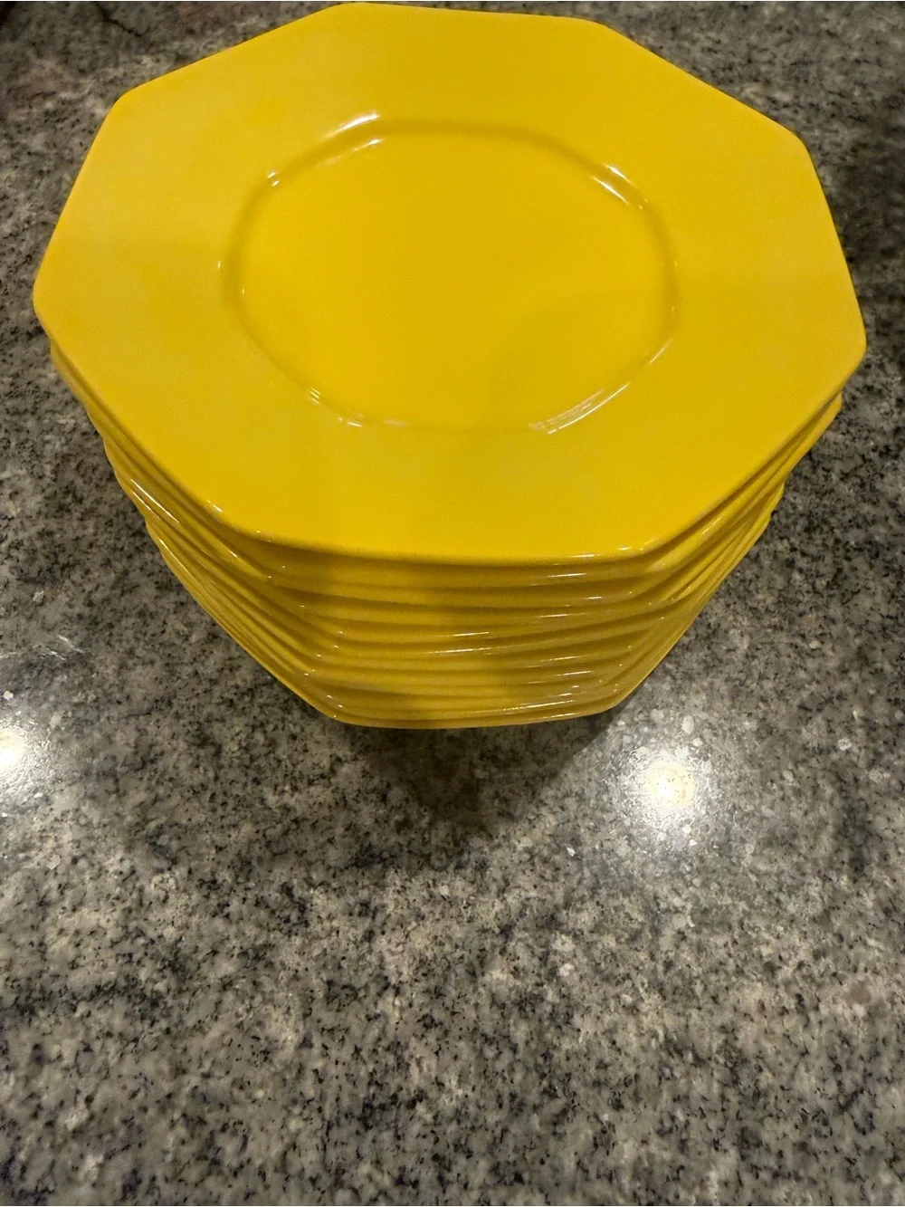 Fitz and Floyd 1978 Total Color Yellow Octagonal Side Plates - set of 12